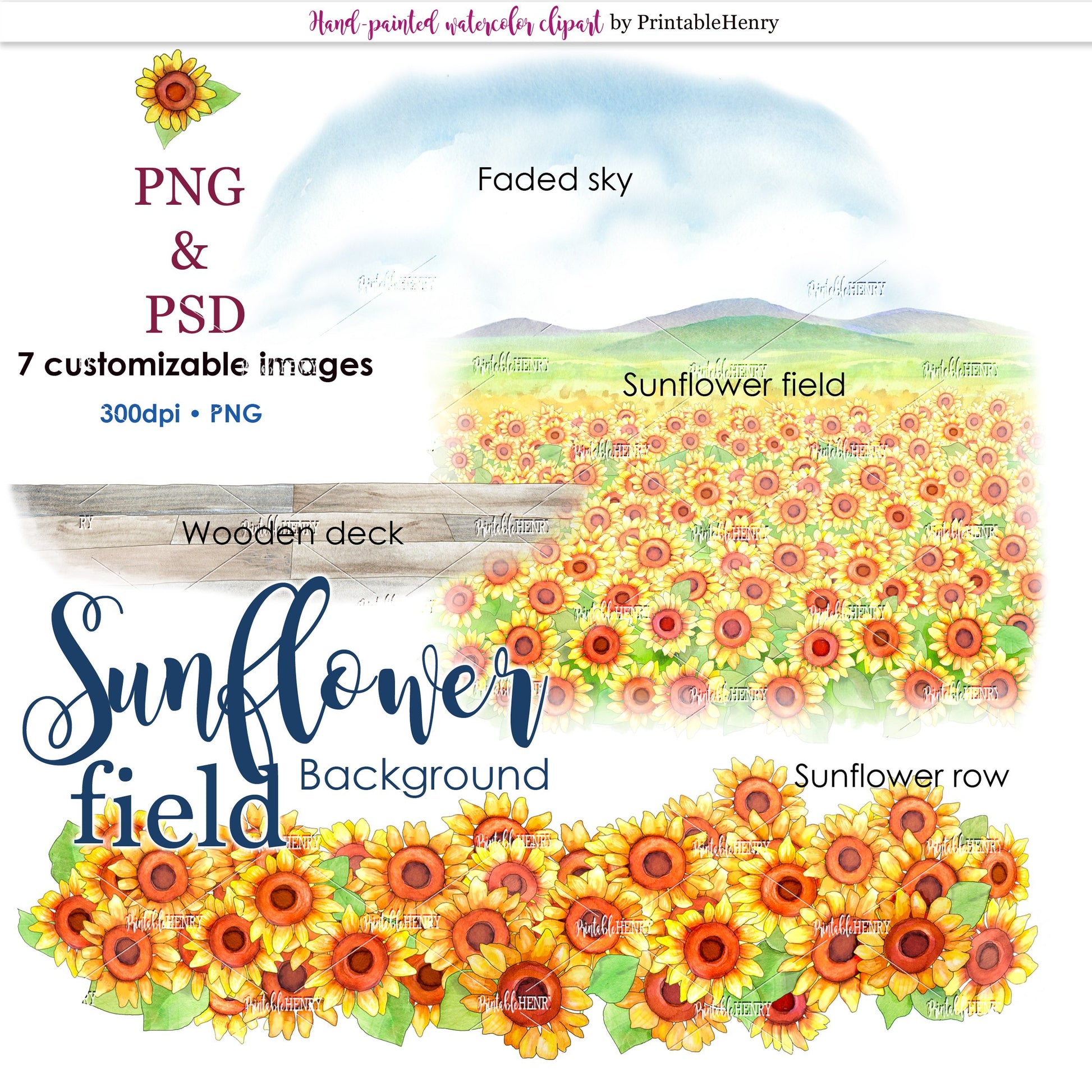 Sunflower Field Background - PrintableHenry