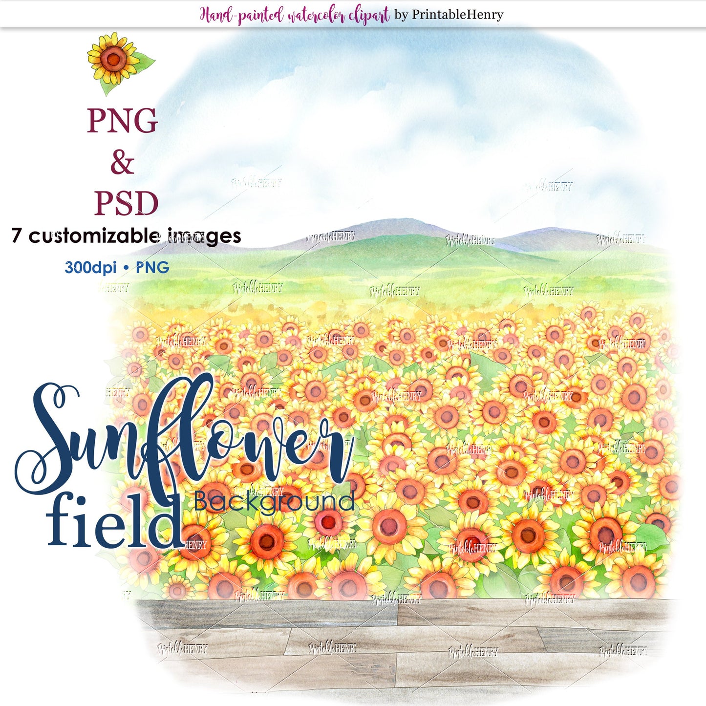 Sunflower Field Background - PrintableHenry