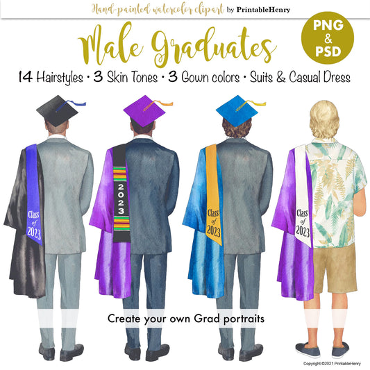 Male Grad Custom clipart kit