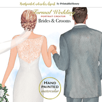 detailed watercolor formal wedding clipart bundle