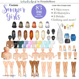 Summer Girls Custom clipart kit