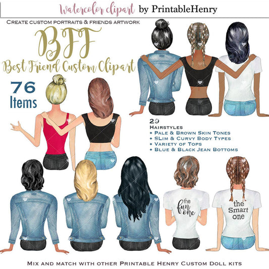 Best friends Customizable clipart png Printable Henry