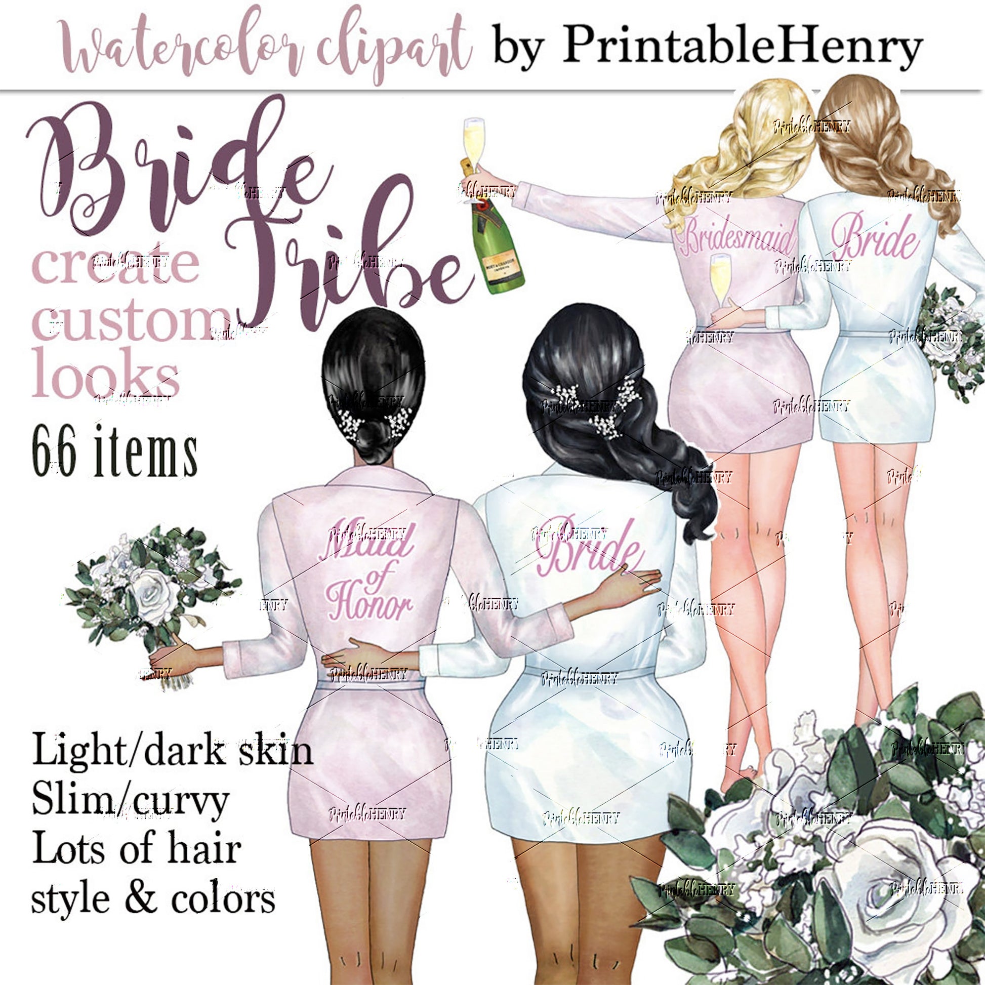 Customizable clipart Bride tribe invite png download