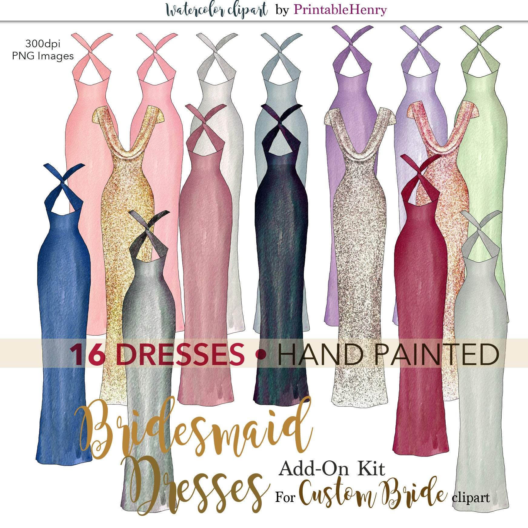 Bridesmaid Dresses Add-On kit - PrintableHenry
