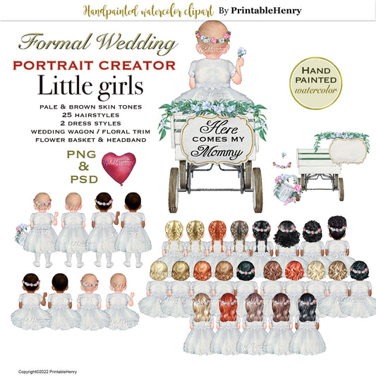 Wedding Girl Portrait watercolor clipart
