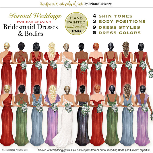Bridesmaid Dresses clipart (Darker colors)