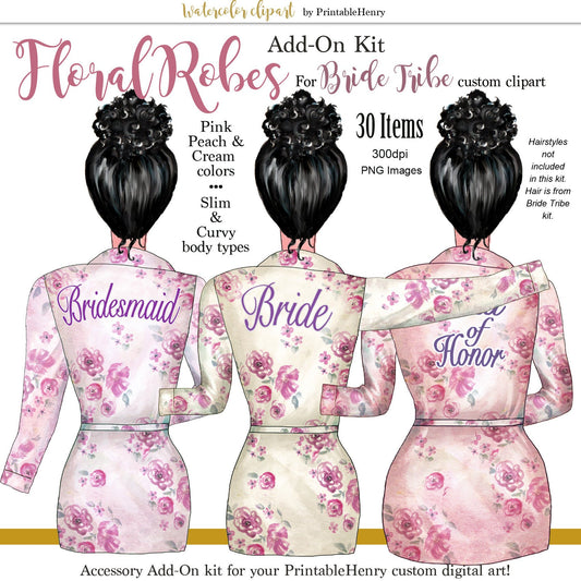 Bride Tribe Floral Robes Add-On kit - PrintableHenry