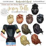 Football Jersey Girls Custom clipart kit - PrintableHenry