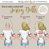 Football Jersey Girls Custom clipart kit - PrintableHenry