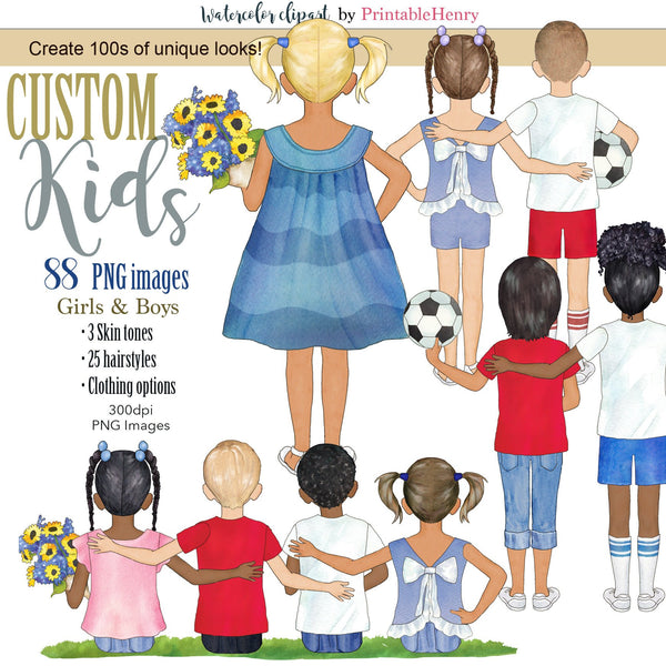 Custom Kids clipart kit - PrintableHenry