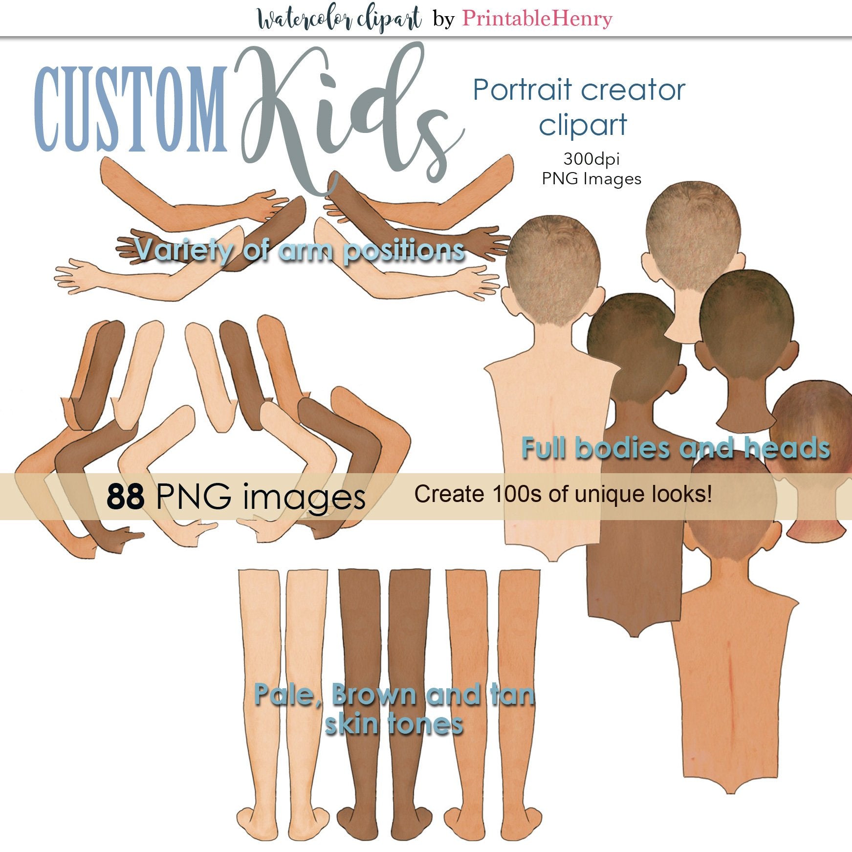 Custom Kids clipart kit - PrintableHenry
