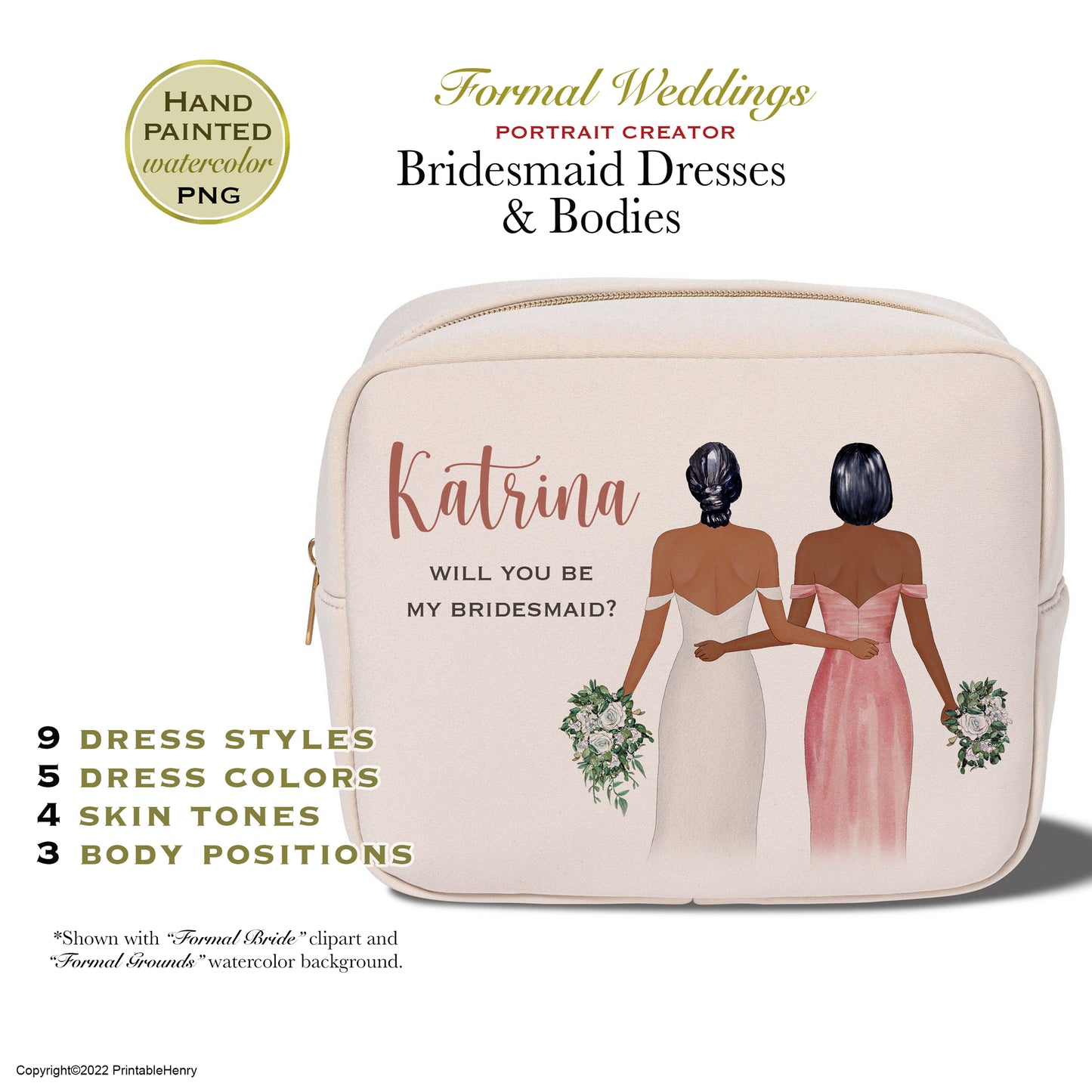Bridesmaid Dresses clipart (Lighter colors)