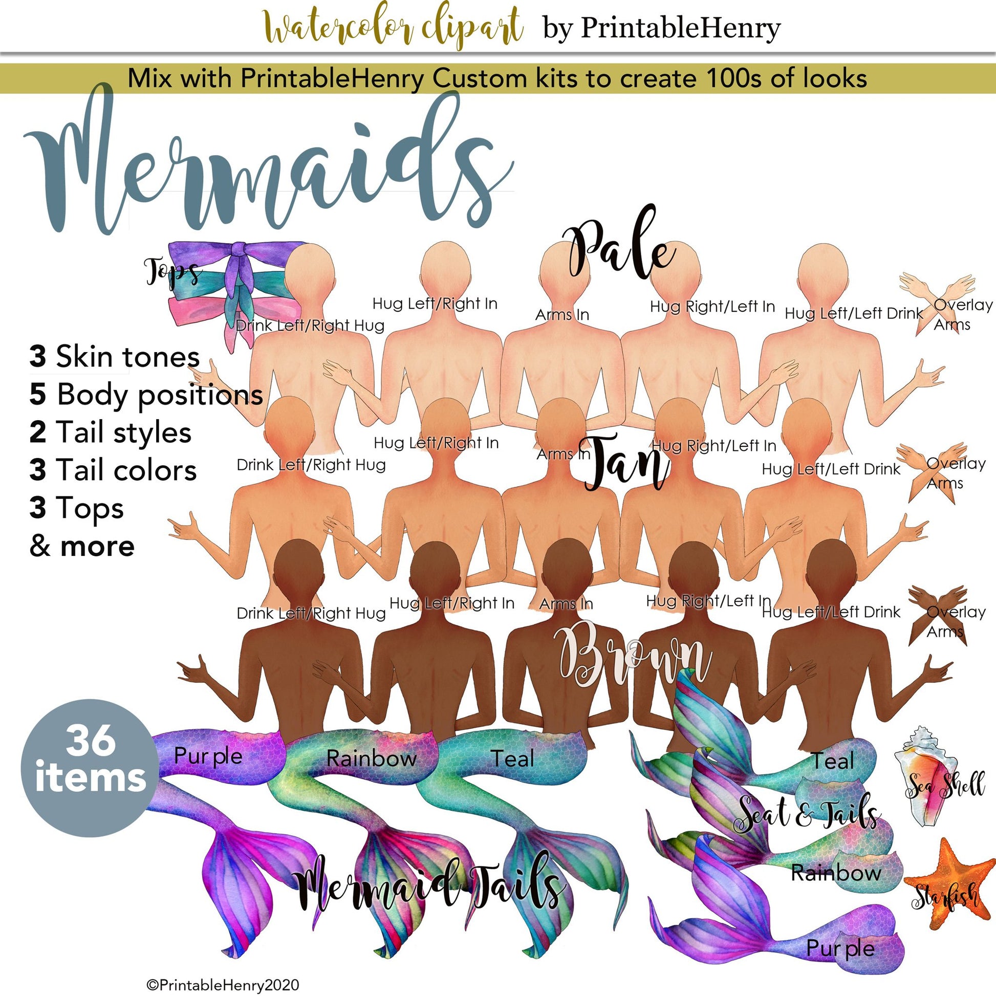 Mermaid Add-On kit - PrintableHenry