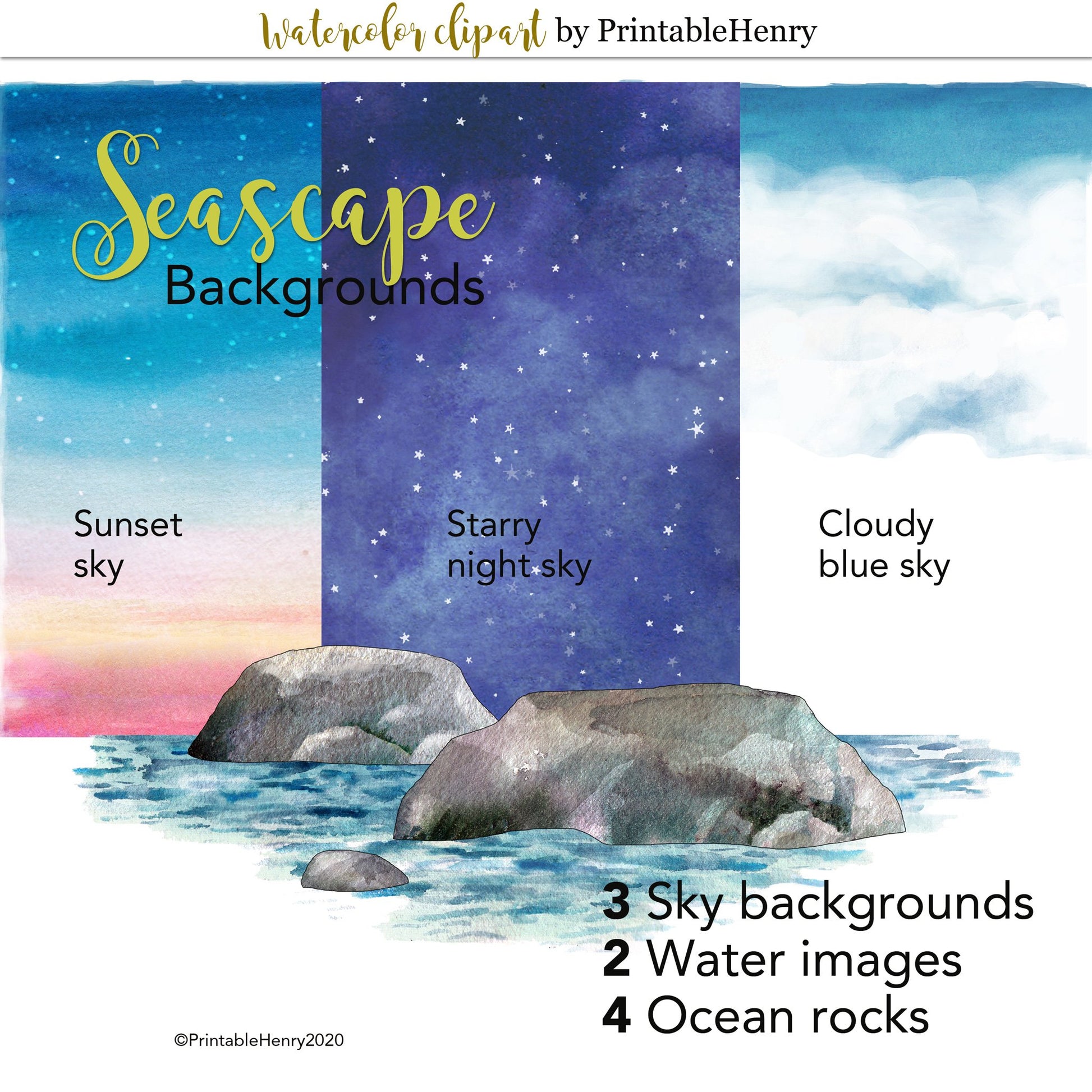 Seascape Backgrounds Add-on - PrintableHenry