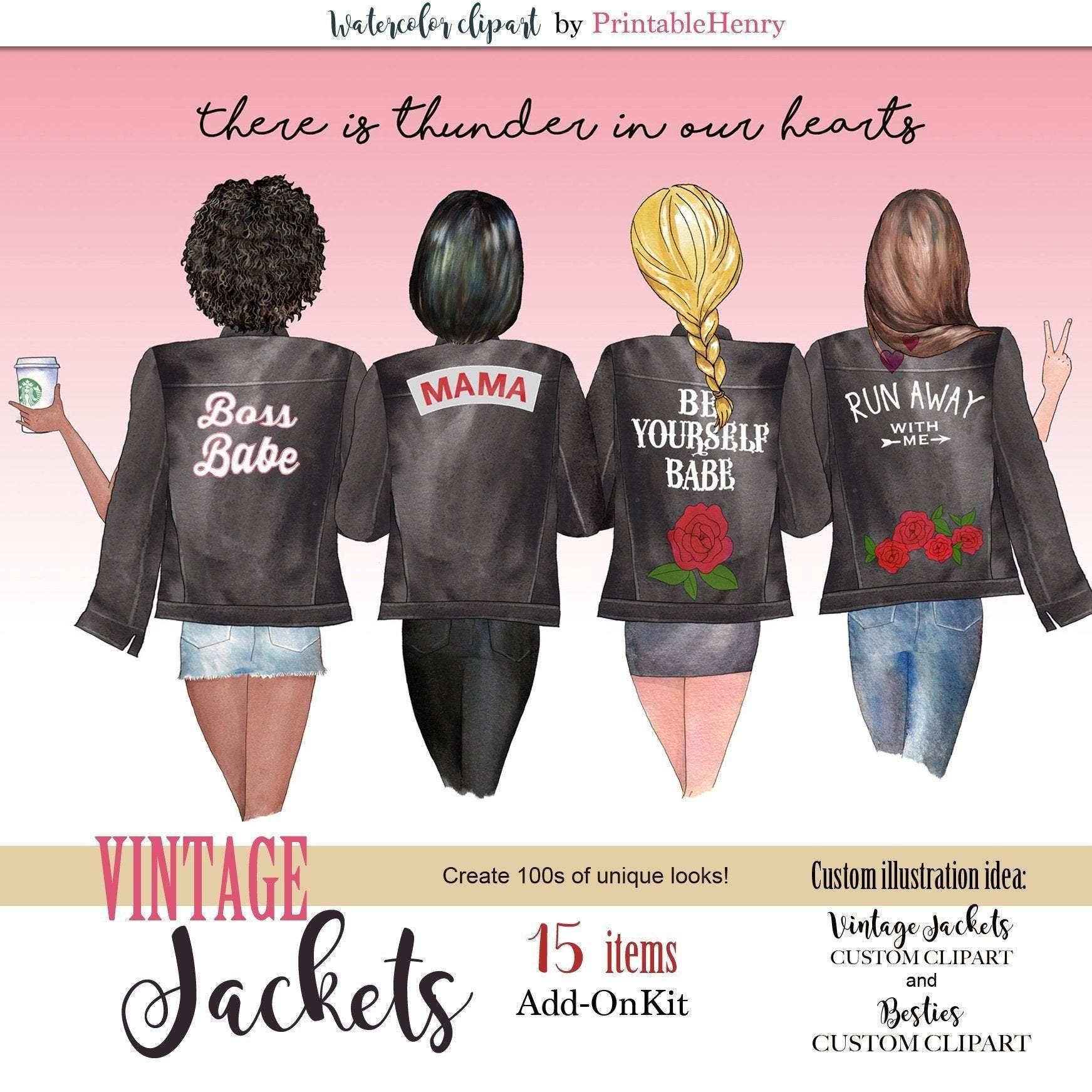 Besties Vintage Jackets Add-On kit - PrintableHenry