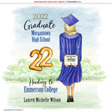 Diploma grad blue cap & gown clipart